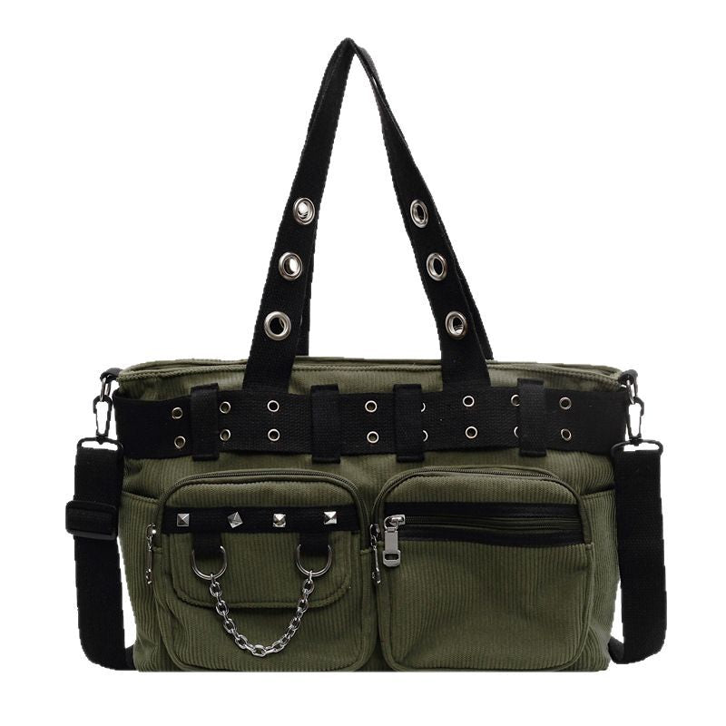 Women's Punk Large Capacity Rivet Commuter Women's Shoulder Bag