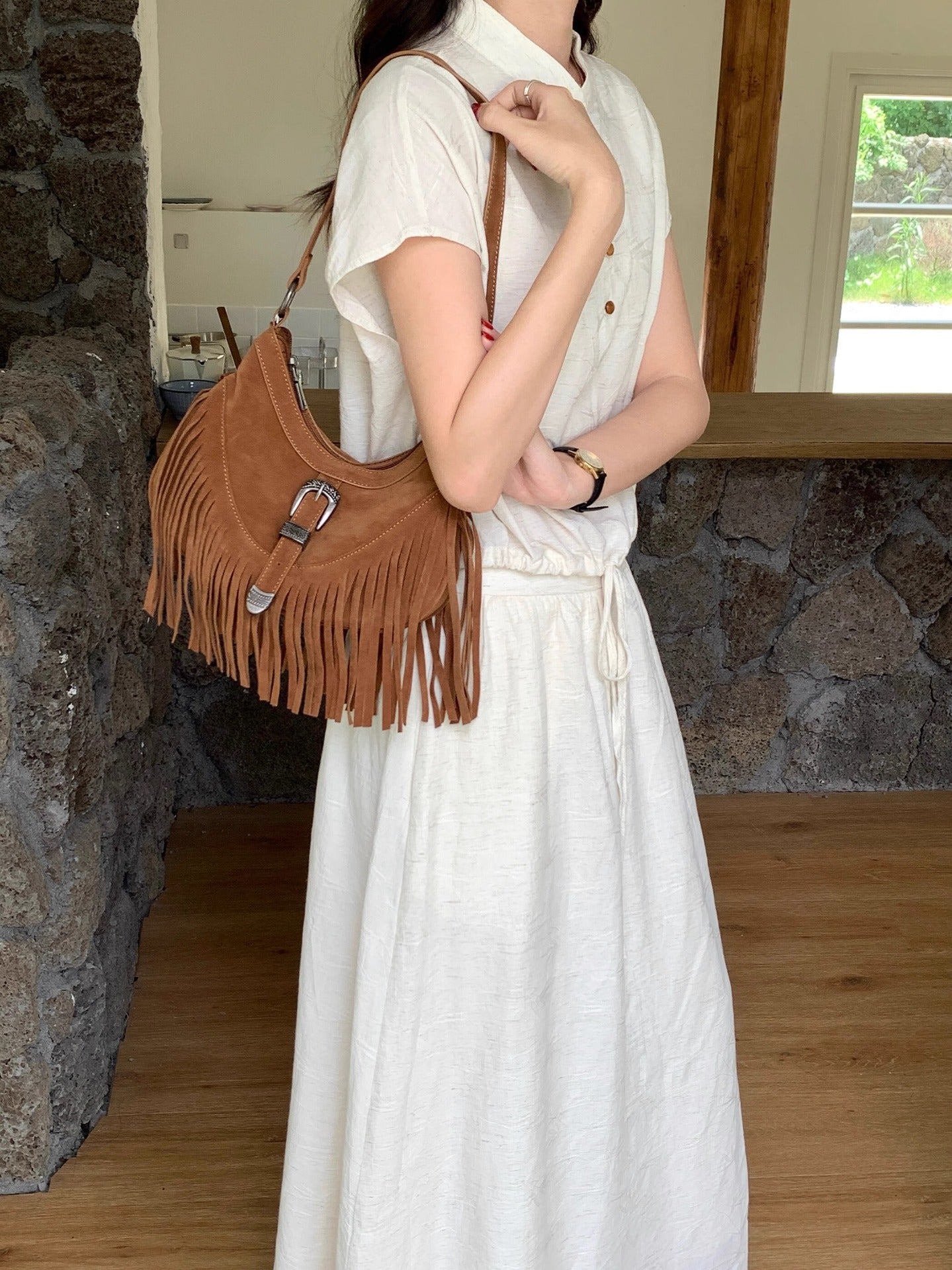 Coffee Tassel Female 2 Korean Style Suede Underarm Retro Easy Bags