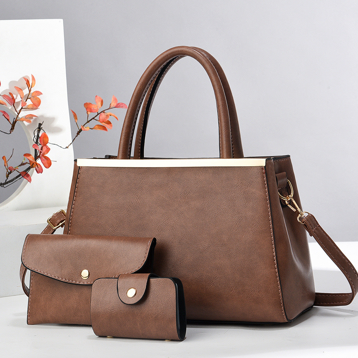 Lady's Material Retro Portable Mix Simple Large Women's Handbag