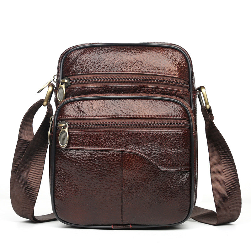 New Men's Leather Portable Simple Mobile Backpacks