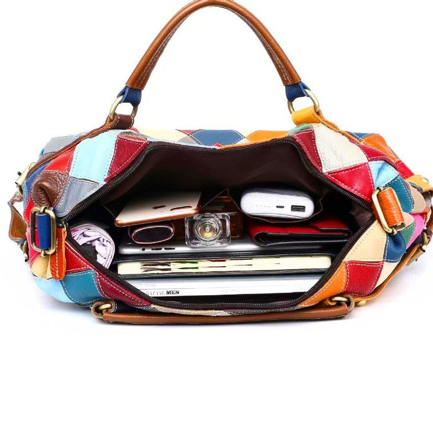 Women's Source Distribution Leather Cowhide Colorful Flower Bags