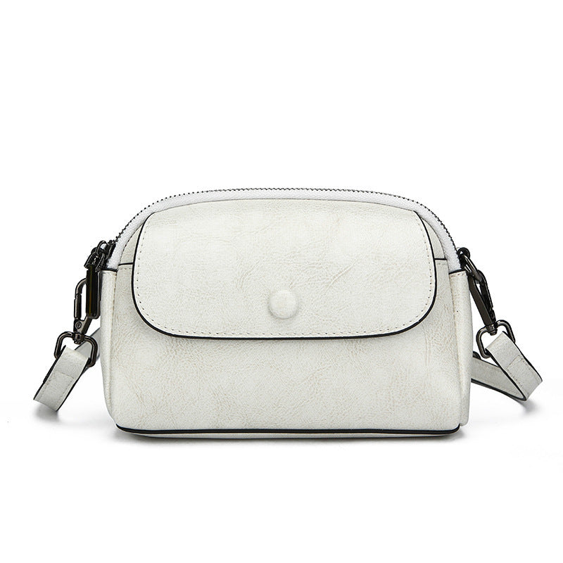 Women's Wax Cowhide Shell Genuine Leather Simple Small Square Bags