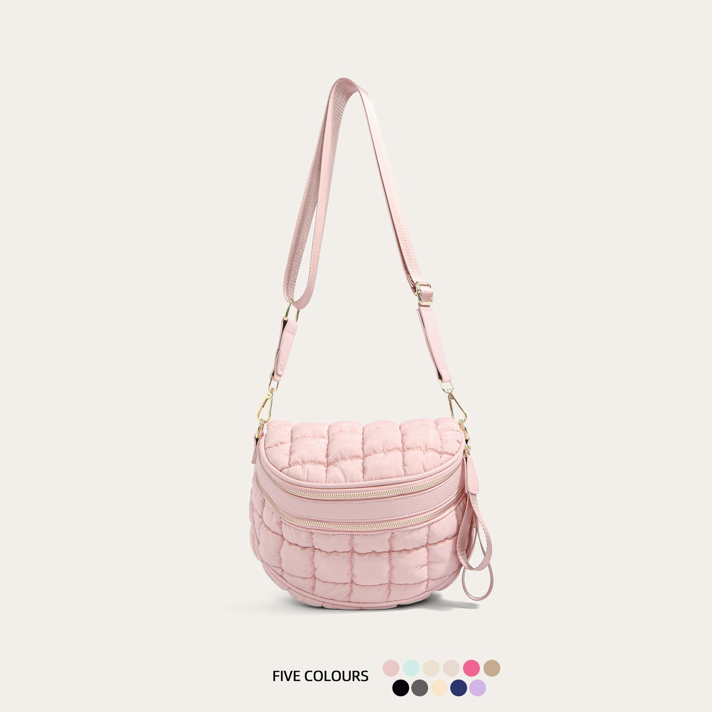 Women's Solid Color Large Capacity Double Zipper Women's Messenger Bag