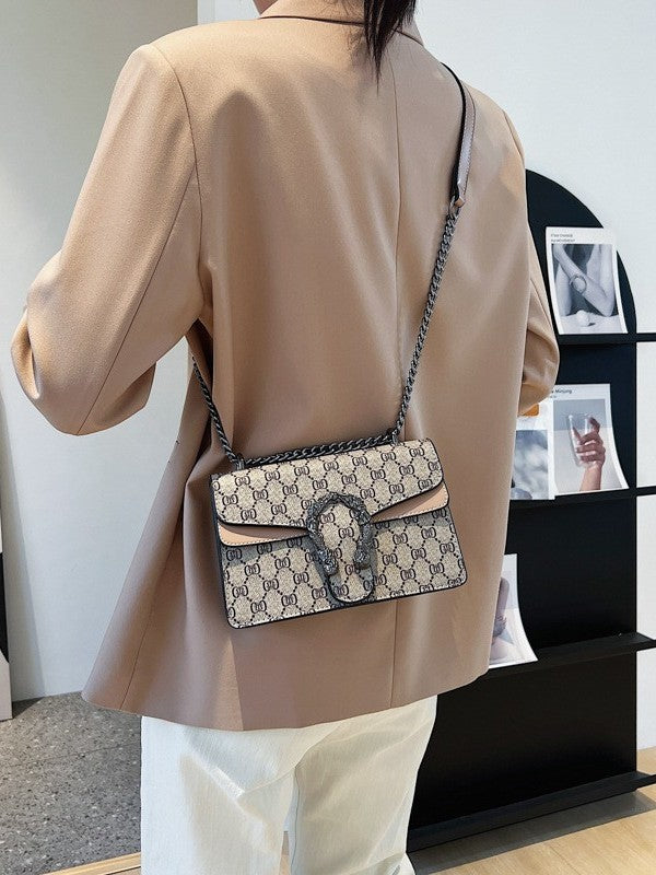 Women's Fashion Wine God Vintage Printed Chain Women's Messenger Bag