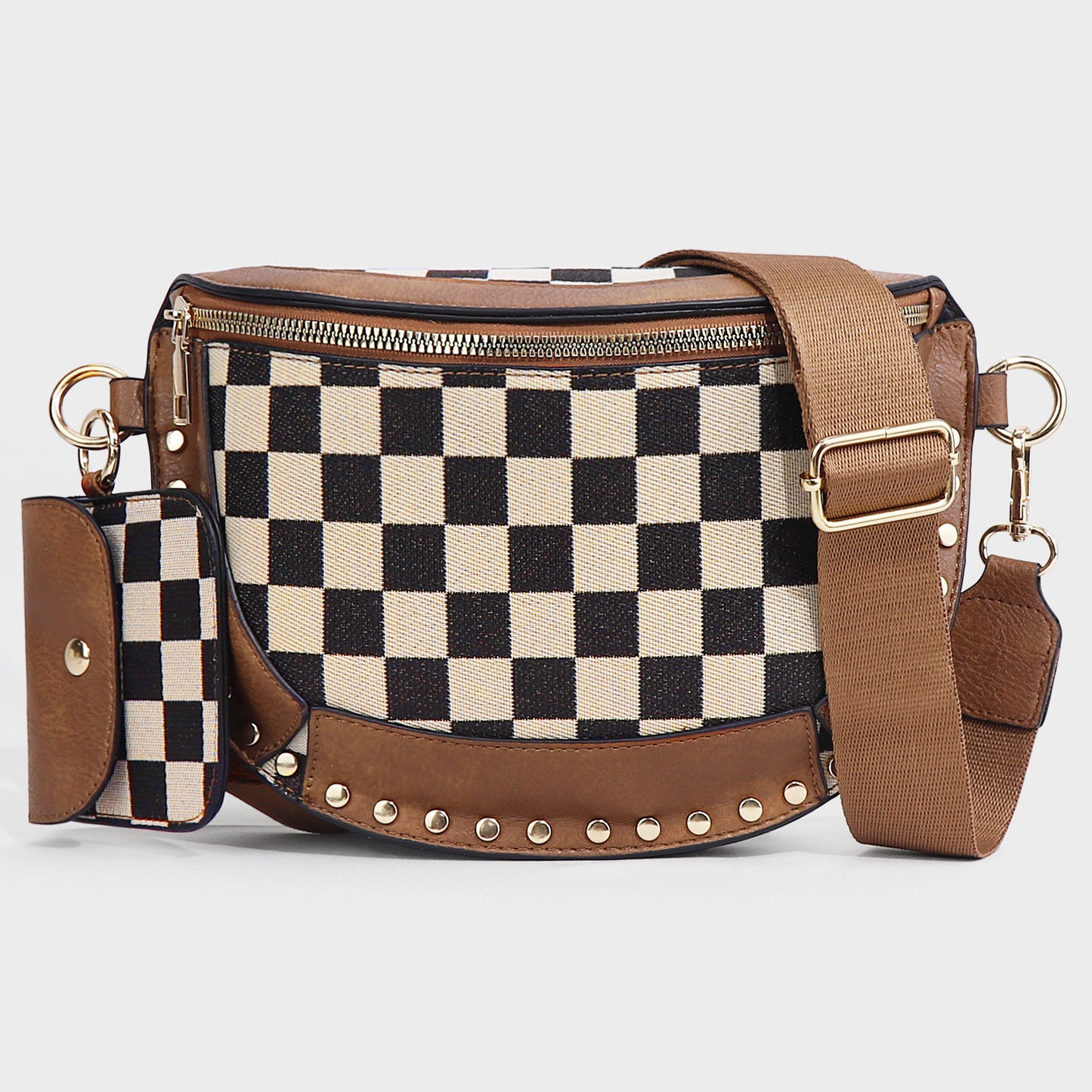 Women's Canvas Chessboard Classic Earphone Trendy Bags