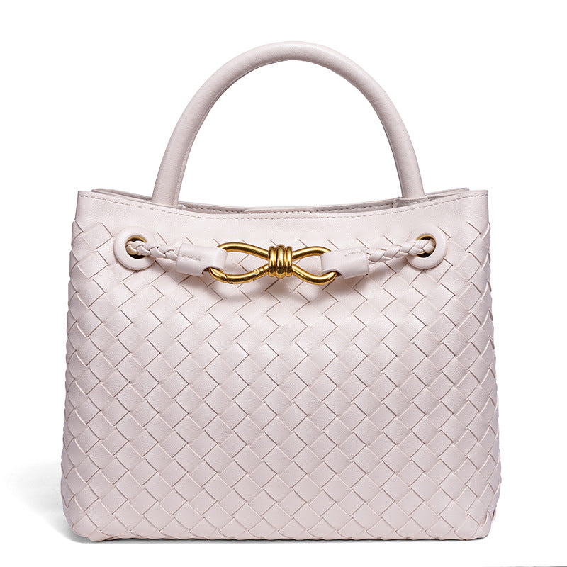Women's Fashion Bow Metal Hand-woven Design Large Bags