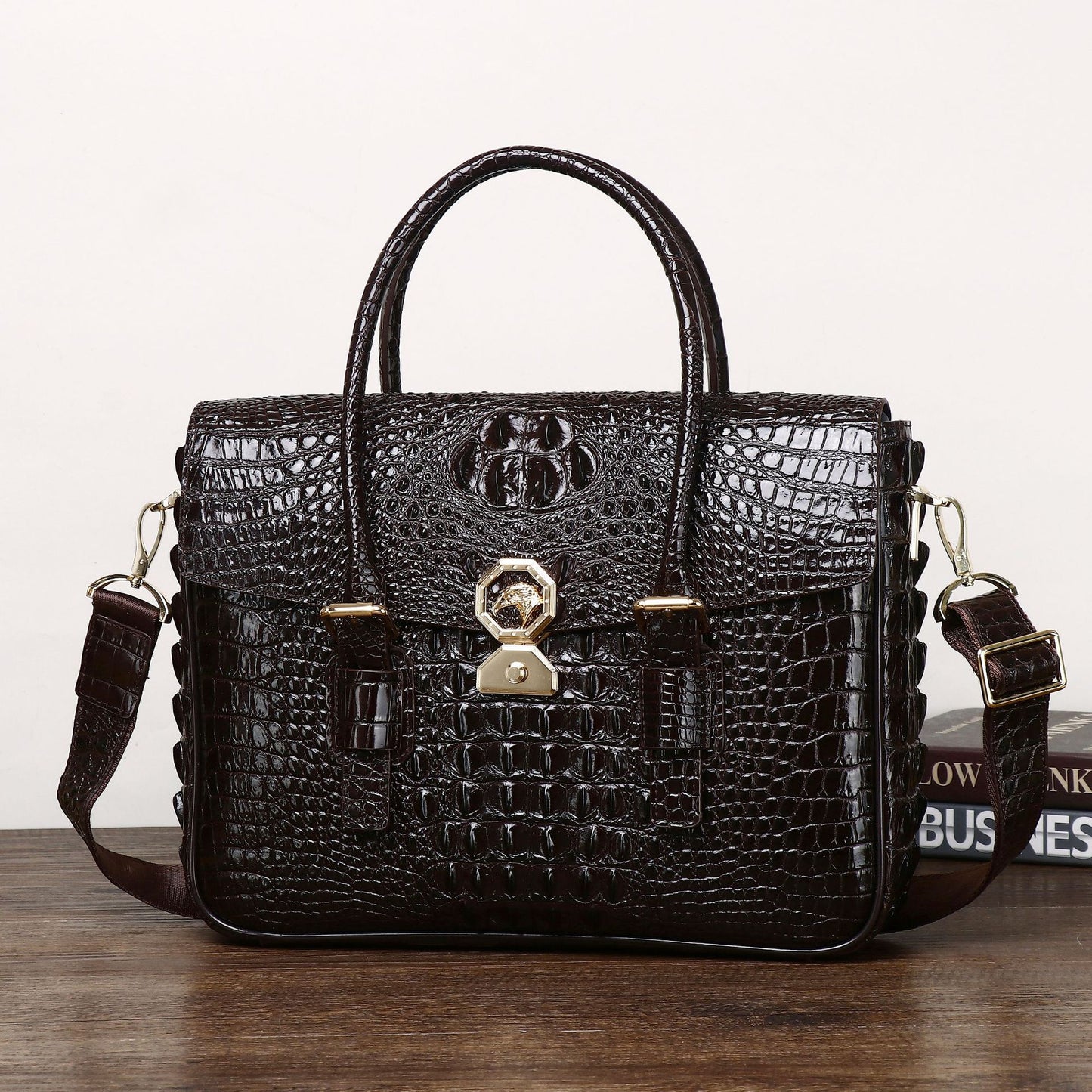 Men's Alligator Print Simple Business Computer Handbags