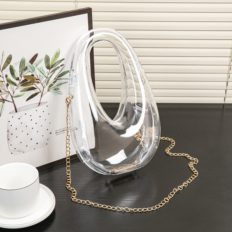 Underarm Oval Hardshell Banquet Metal Chain Dinner Bag