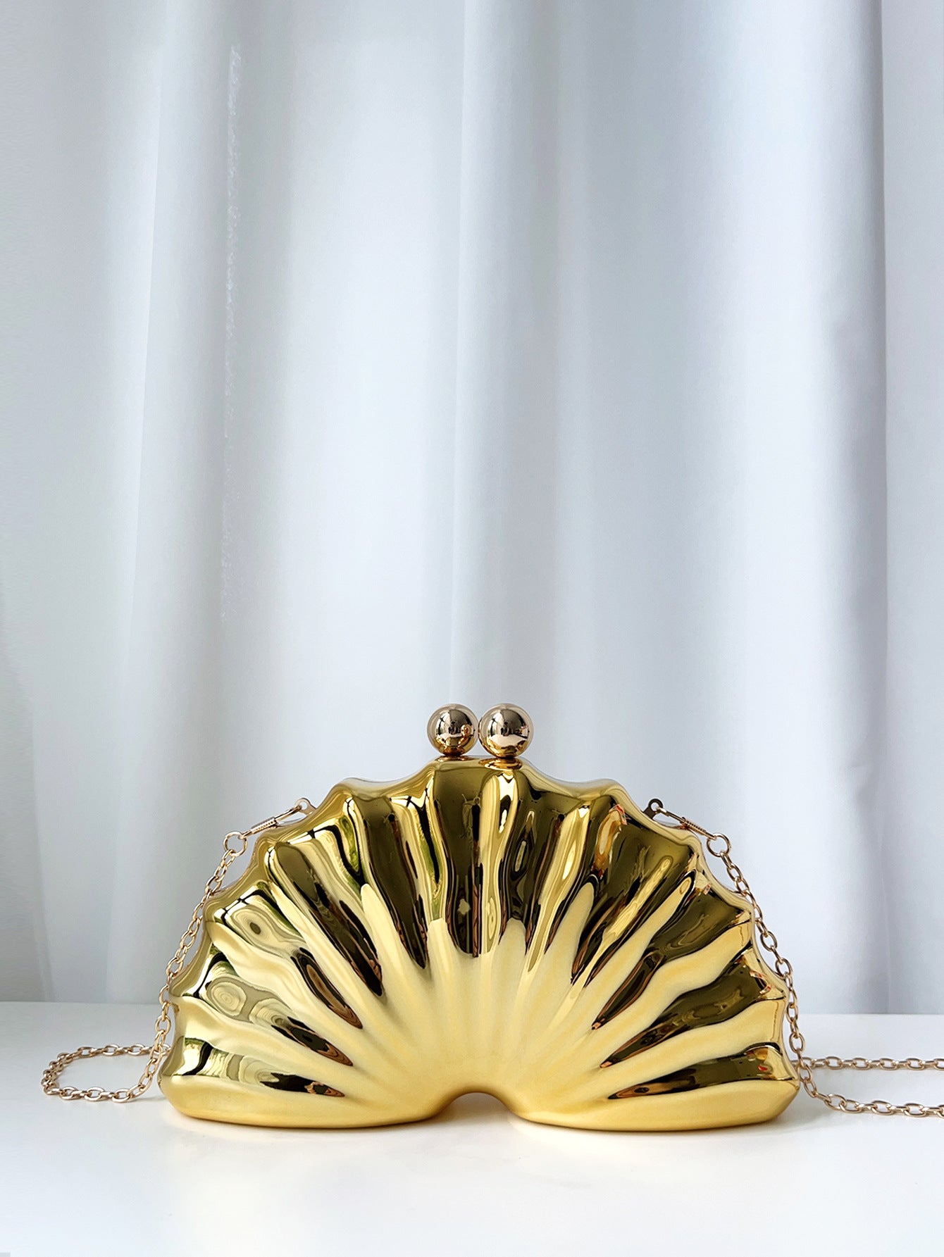 Women's Antique Monster Electroplated Chain Fan-shaped Clutch Dinner Bag