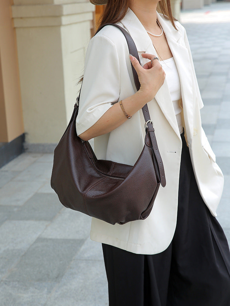 Commuter Genuine Leather Fashion Underarm Versatile Texture Retro Women's Shoulder Bag