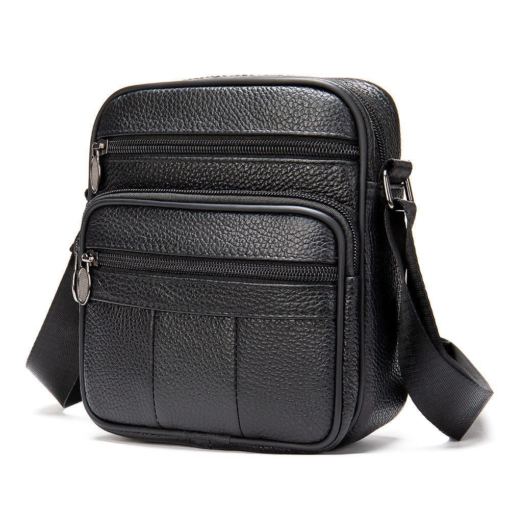Men's Leather Simple Commute Large Capacity Vertical Men's Shoulder Bag