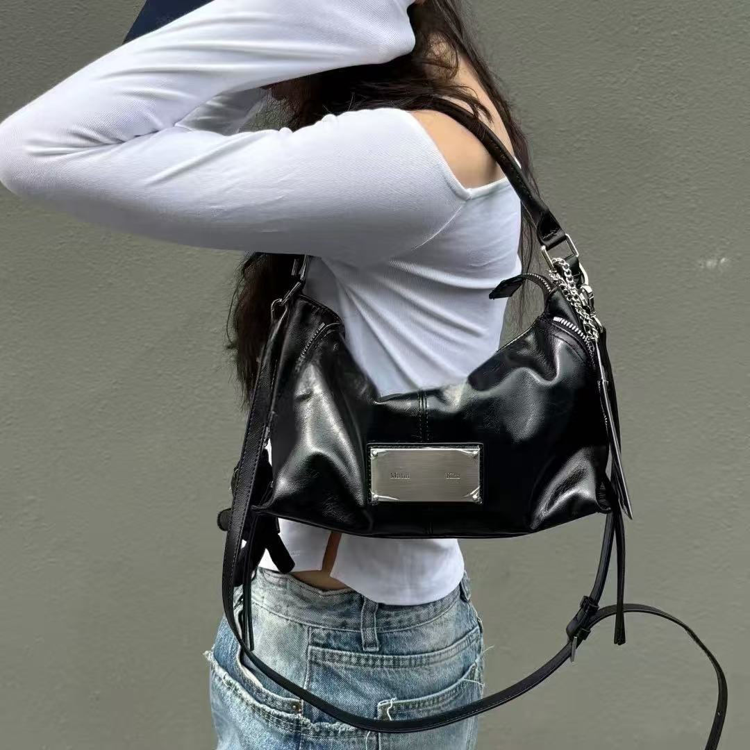 Double-sided Zip One Female Locomotive Style Easy Women's Shoulder Bag