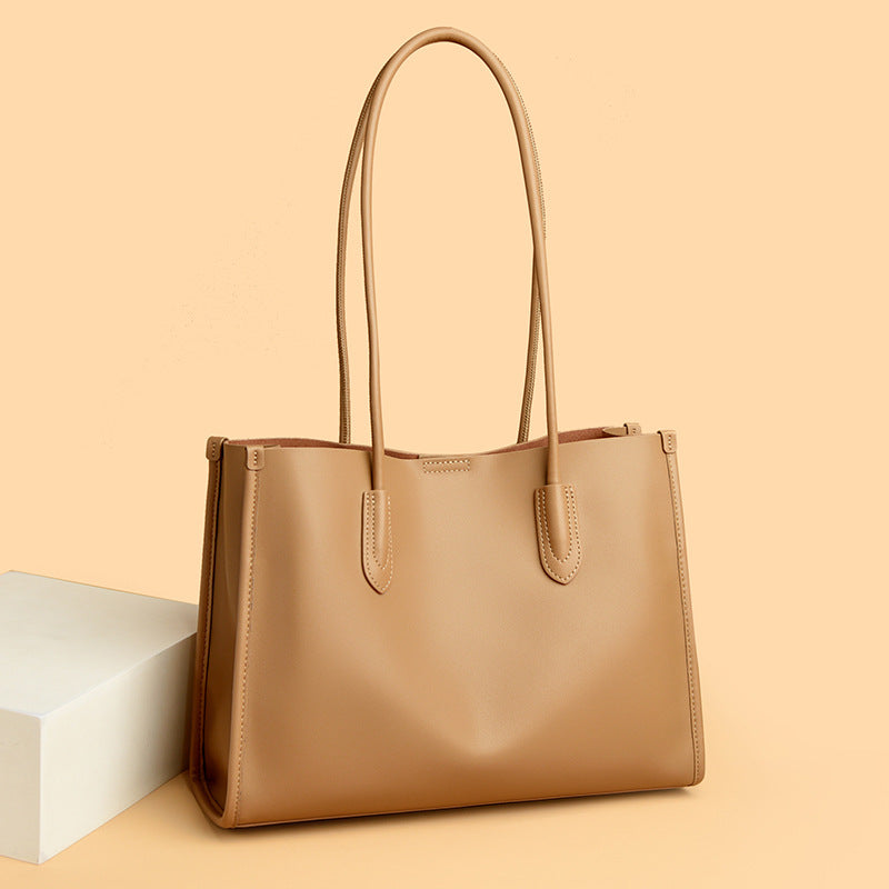 Women's Good-looking Simple Large Capacity Versatile Light Luxury Cowhide Women's Leather Bag