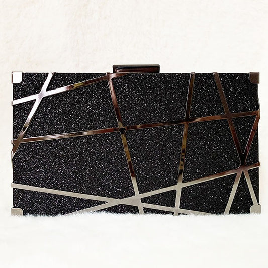 Women's Geometric Metal Lines Decorative Dress Versatile Dinner Bag