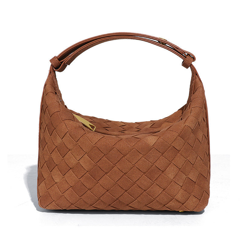High-grade Lunch Box Niche Design Frosted Material Underarm Woven Women's Handbag