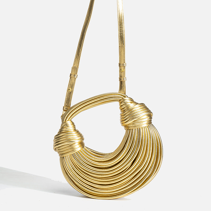 Women's Noodle Summer Handmade Knitted Niche Golden Women's Handbag