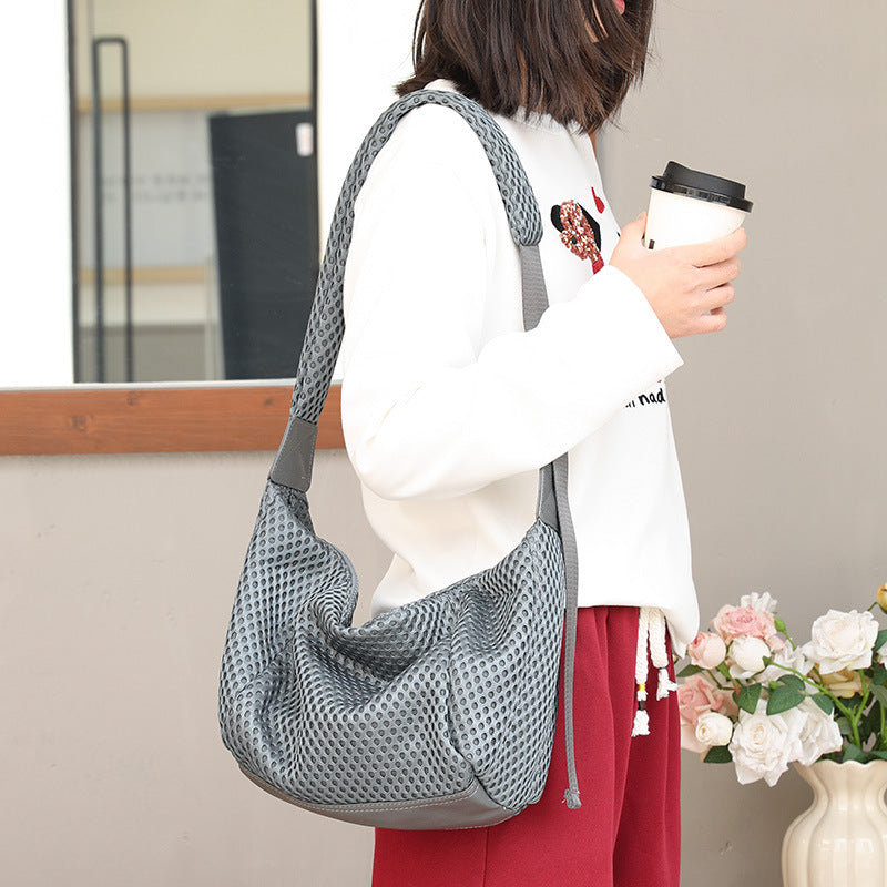 Women's Leisure Mesh Dumpling Fashion Stitching Quilted Bags