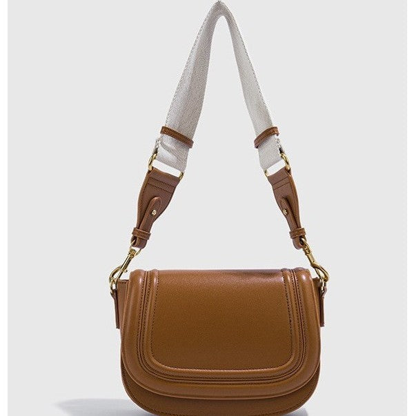 Women's Saddle Fashion Broadband Contrast Color Canvas Bags