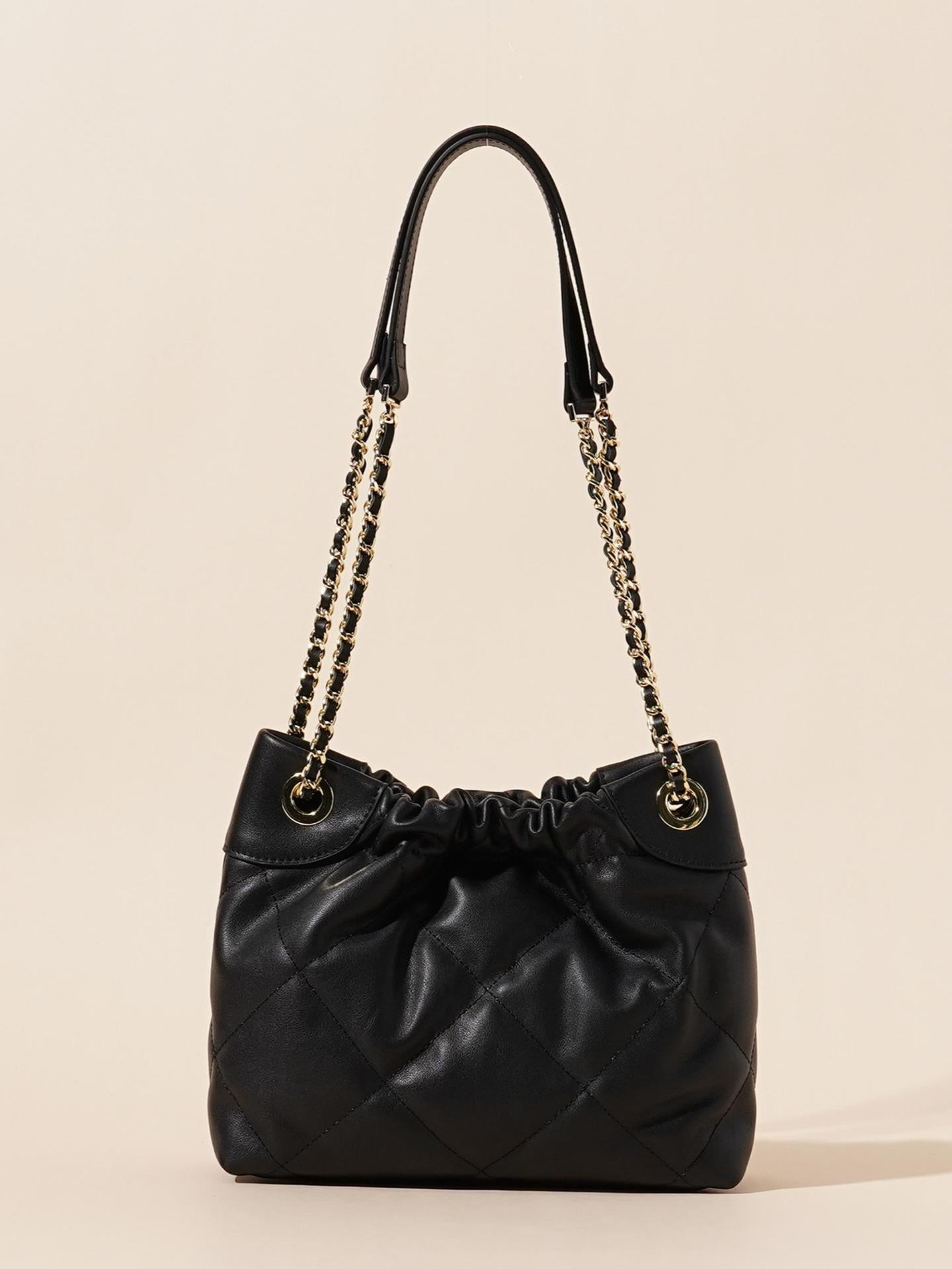 Women's Garbage Leather Folds Hobo Chain Bags