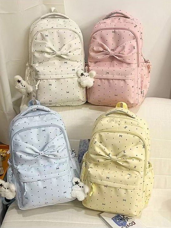 Female Design Sweet Polka Dot Bow College Student Schoolbag