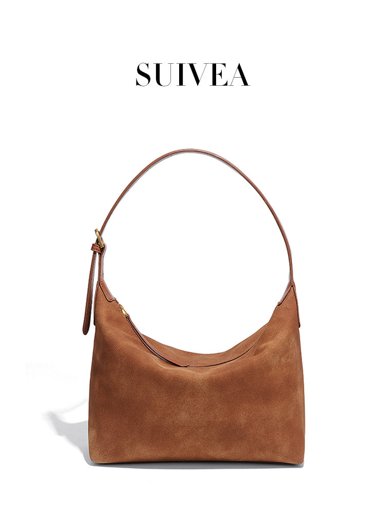 Women's Retro Underarm Lunch Box Frosted Suede Women's Handbag