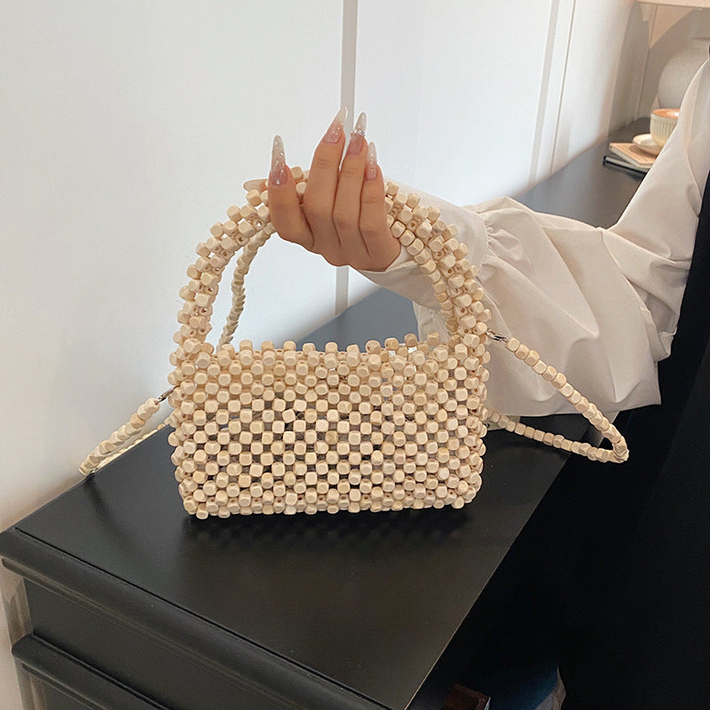 Women's Retro Minority Beaded Weave One High-grade Light Luxury Idle Women's Messenger Bag