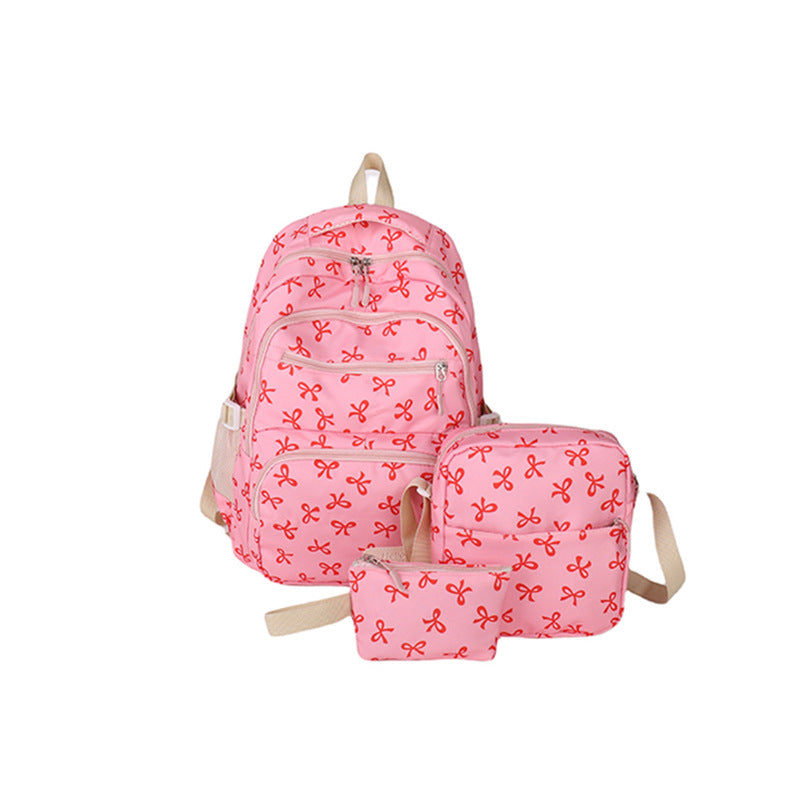 For College Large Capacity Bowknot Full Printing Leisure Backpack