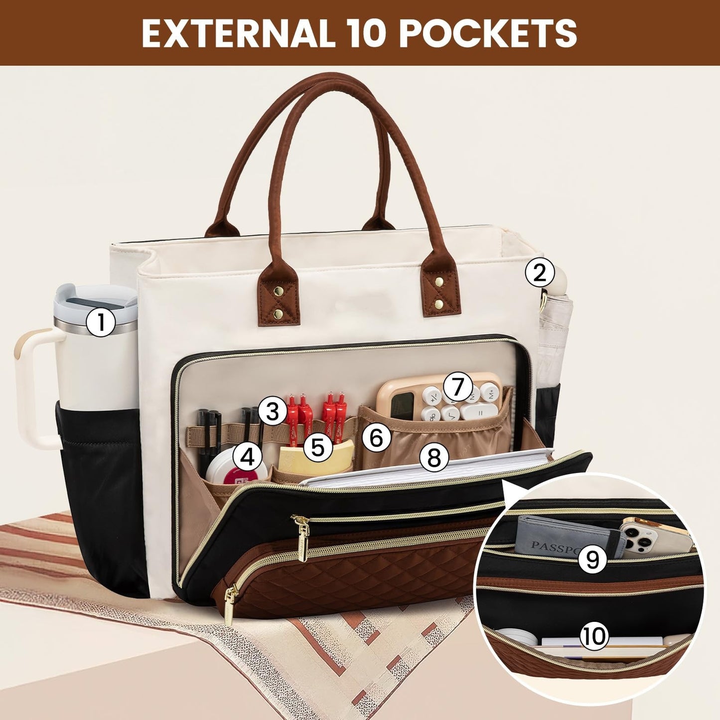 Female Portable Large Cup Pouch Capacity Laptop Bag