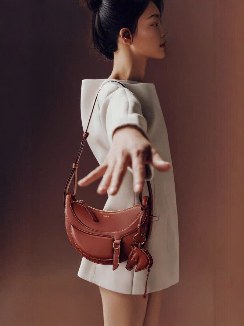 Women's Genuine Leather Saddle High-grade Niche Design Women's Shoulder Bag