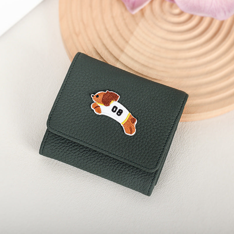 Cartoon Element Short Simple Leather Free Ladies Wallet