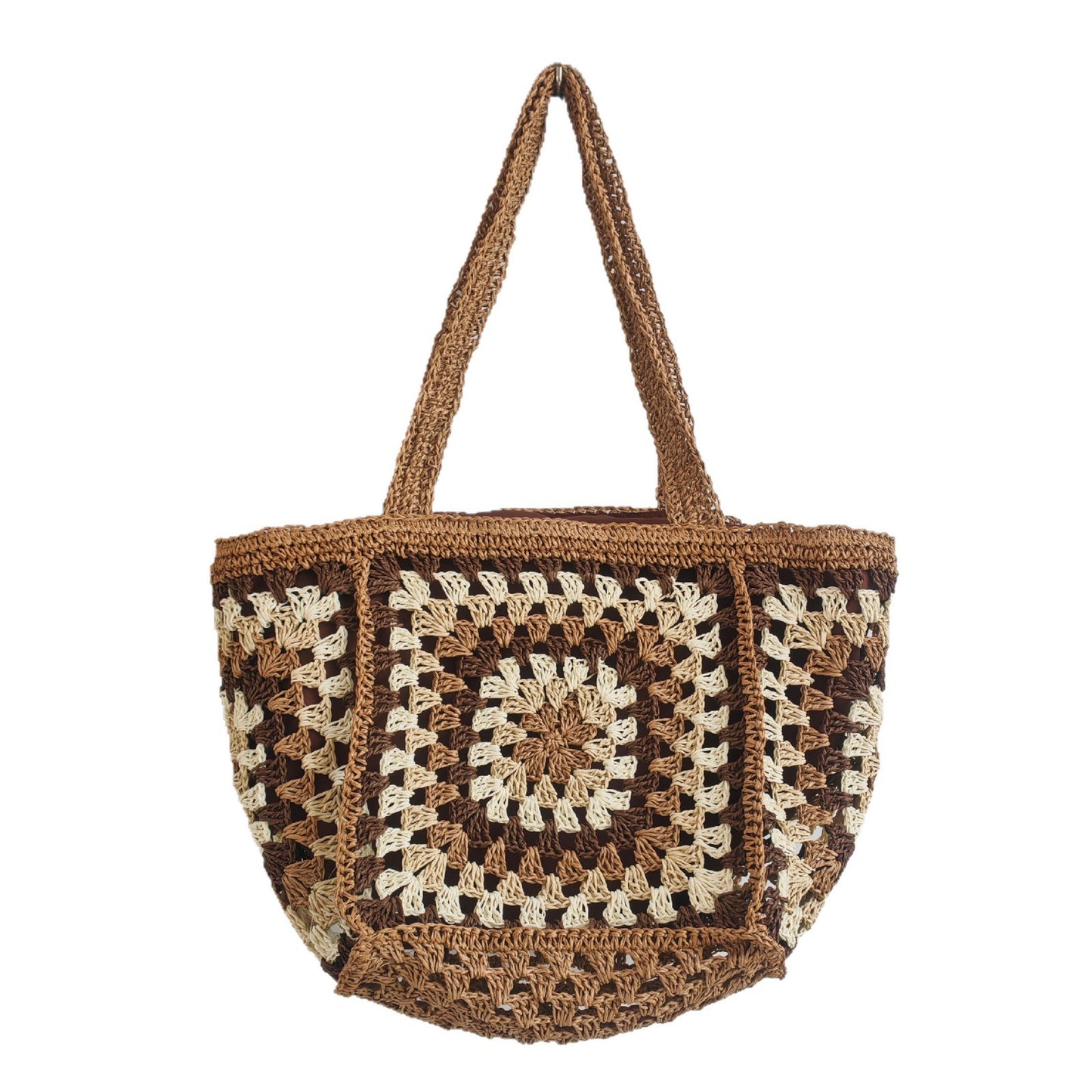 Women's Summer Grandma Plaid With Zipper Closure Vacation Women's Shoulder Bag
