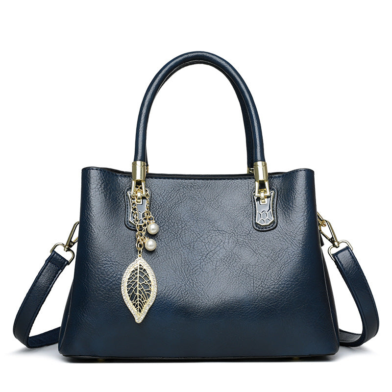 Women's Luxury Fashion Oily Leather Solid Color Women's Handbag