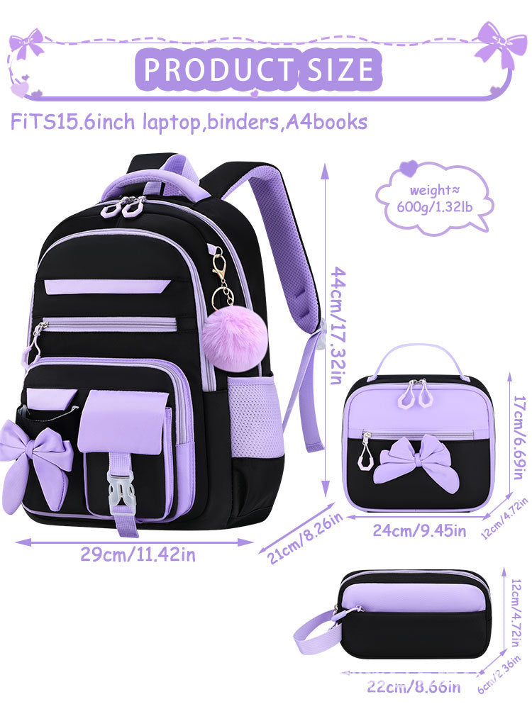 Cute Butterfly Three-piece Set Large Capacity Spine Protection Backpacks