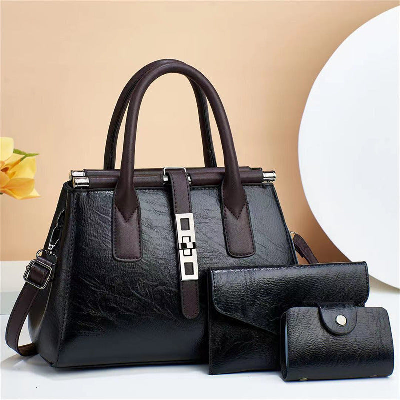Women's Contrast Color Three-piece Retro Elegant Female Lady Women's Handbag