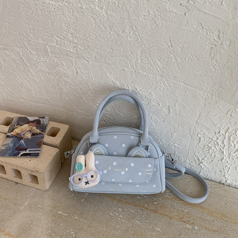 Women's Fresh Polka Dot Boston Cute Fashion Embroidered Women's Handbag