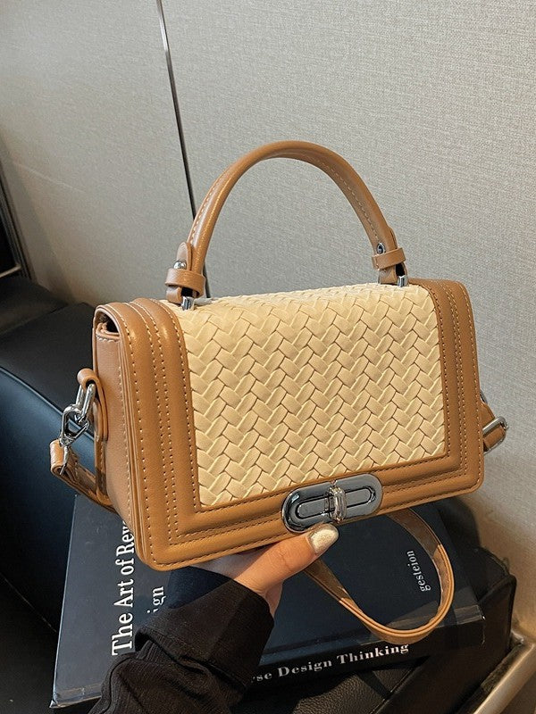Women's Style Chain Fashion Woven Versatile Contrast Small Square Bag