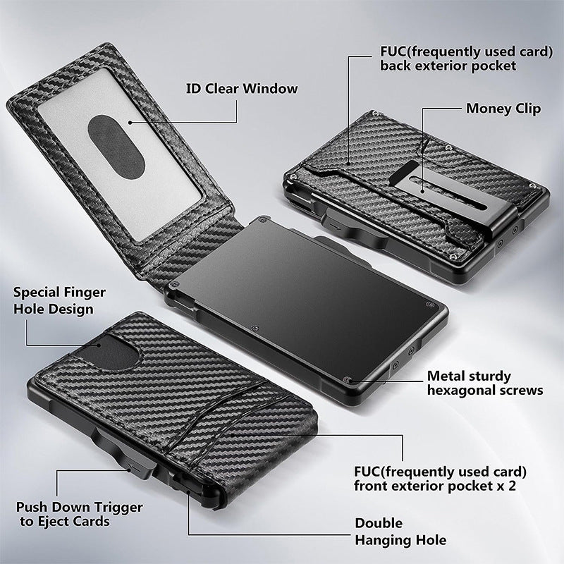 Bifold Carbon Fiber Flip Fashion Large Capacity Card Holder