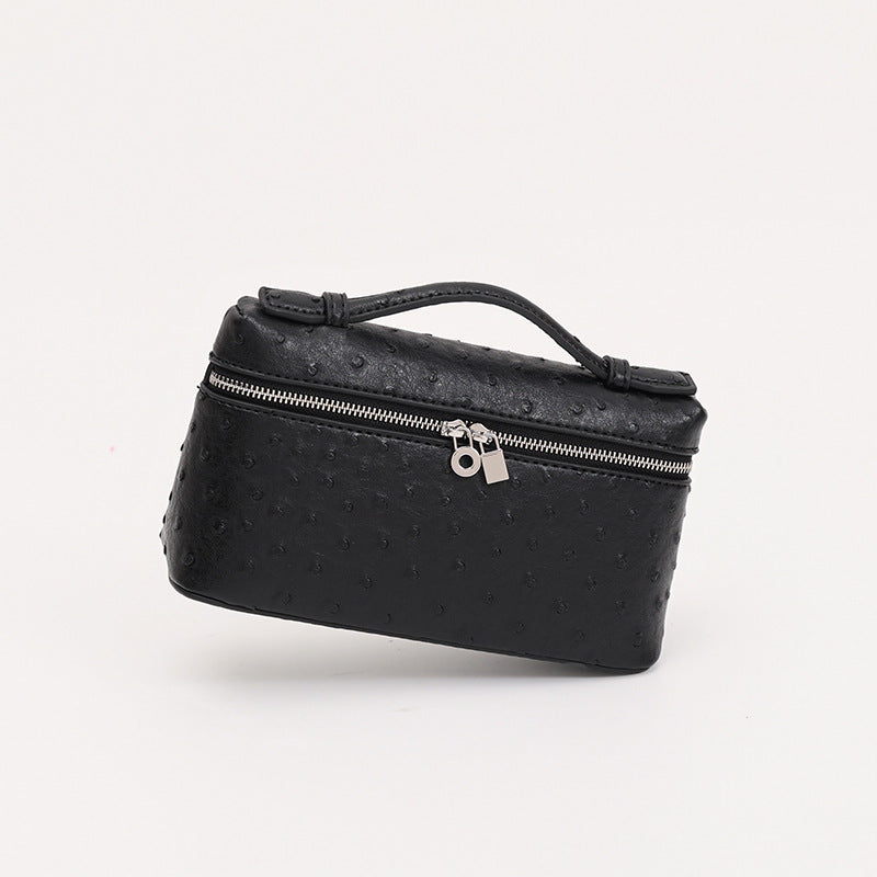 Women's Ostrich Grain Lunch Box Portable Small Square Bag
