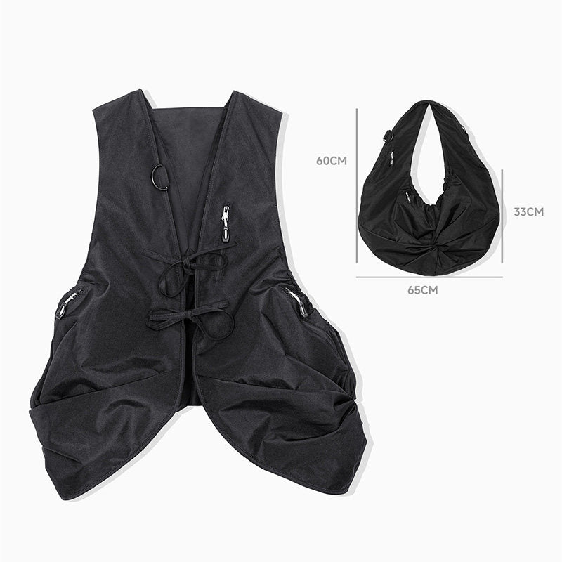 Men's Vest Sleeveless Tank Top Coat Men's Shoulder Bag