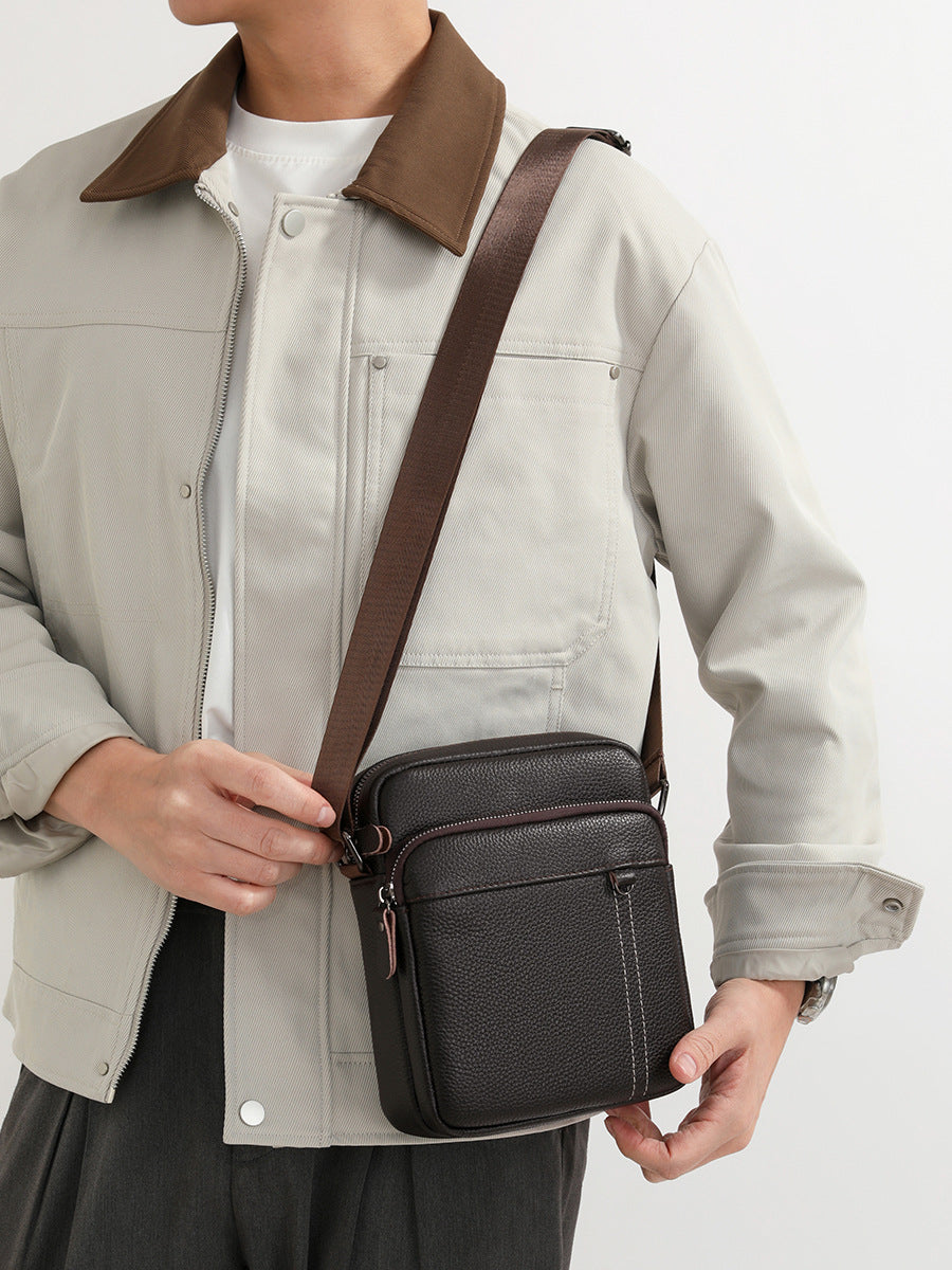 Men's Layer Cowhide Leather Fashion Business Genuine Large Capacity Bags