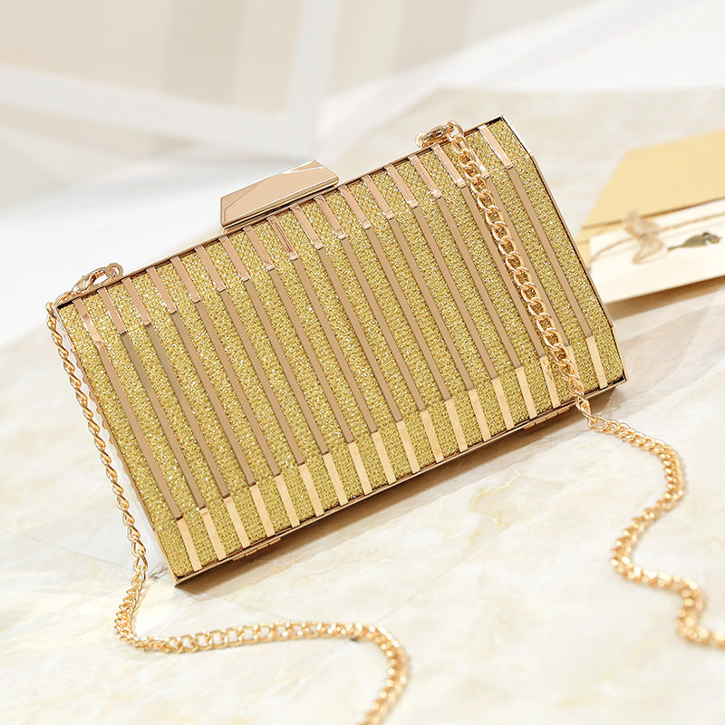 Stylish Elegant Metallic Dress Clutch Chain Small Square Bags