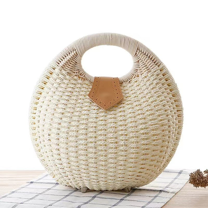 Women's Hair Fashion Shell Cute Personality Rattan Handbags
