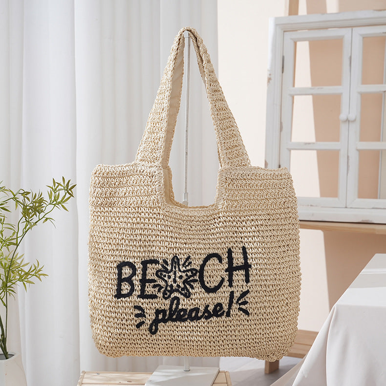 Women's Rectangular Straw Woven Large Capacity Gift Women's Shoulder Bag