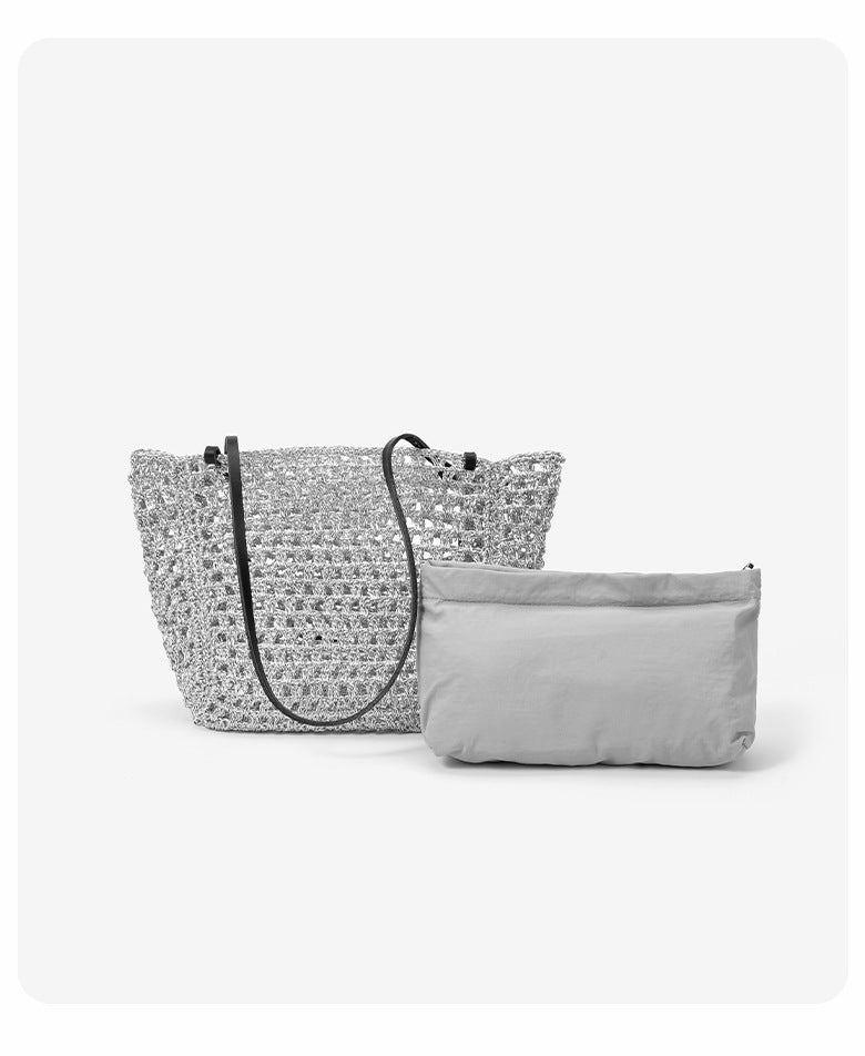 Sier Thread Hollow Woven Hand-woven Fashion Women's Shoulder Bag