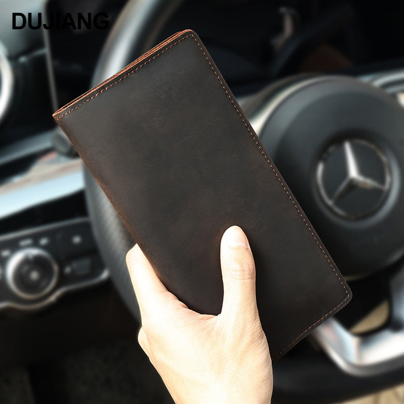 Men's Leather For Man High-grade Long Simple Vertical Purses