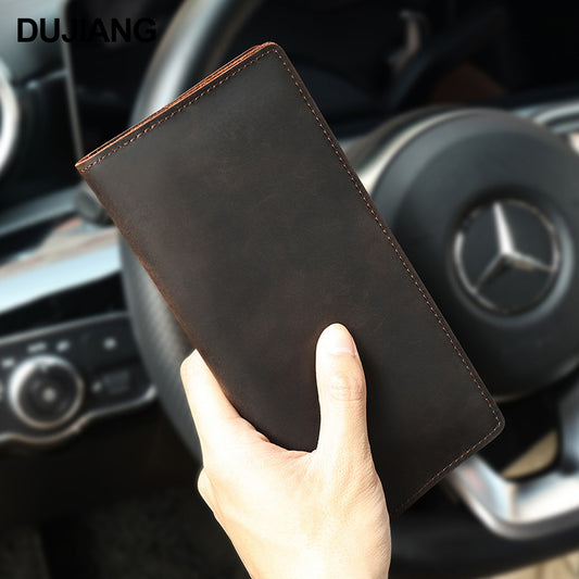 Men's Leather For Man High-grade Long Simple Vertical Purses