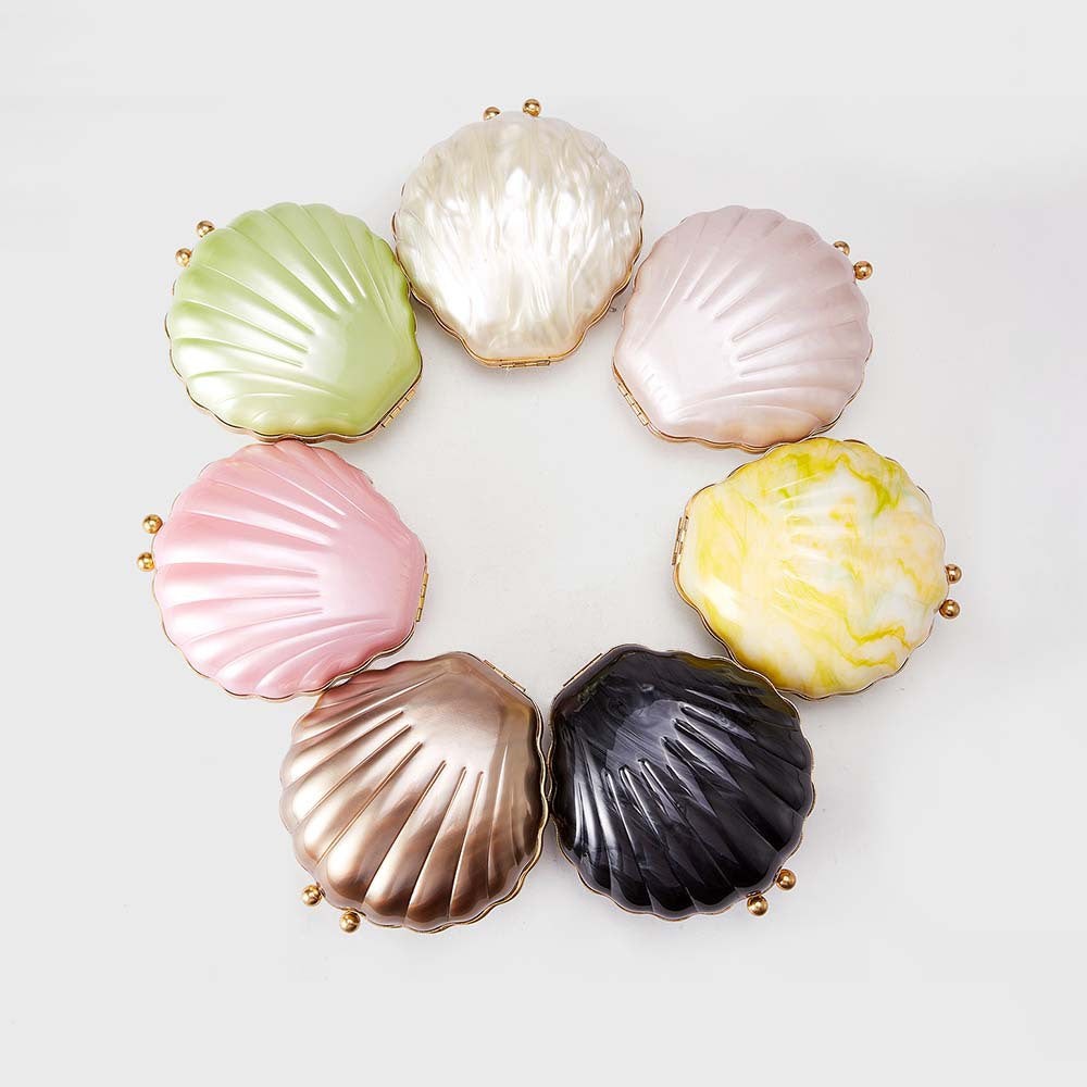 Women's Fashion Shell Pearlescent Acrylic Banquet Clutch Dinner Bag