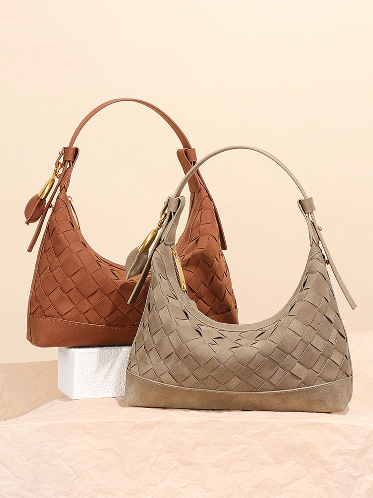 Women's Woven Underarm Suede Hand Carrying Selenodont Women's Shoulder Bag