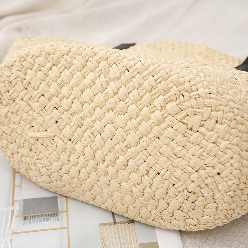 Large Capacity Woven Vegetable Basket Holiday Mummy Simple Daily Women's Shoulder Bag