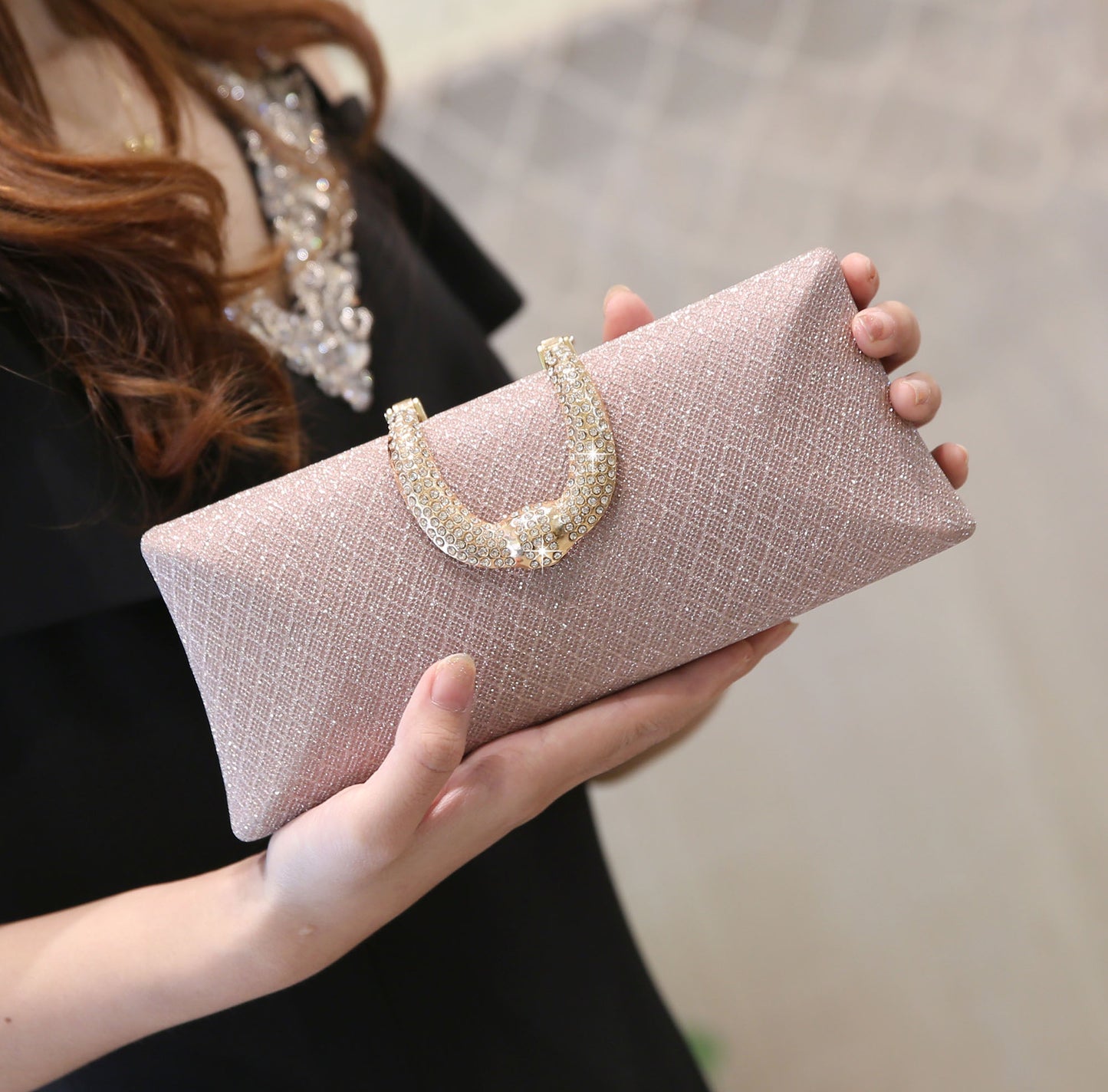 Plaid Thin Glittering Clutch Fashion Banquet Dress Dinner Bag